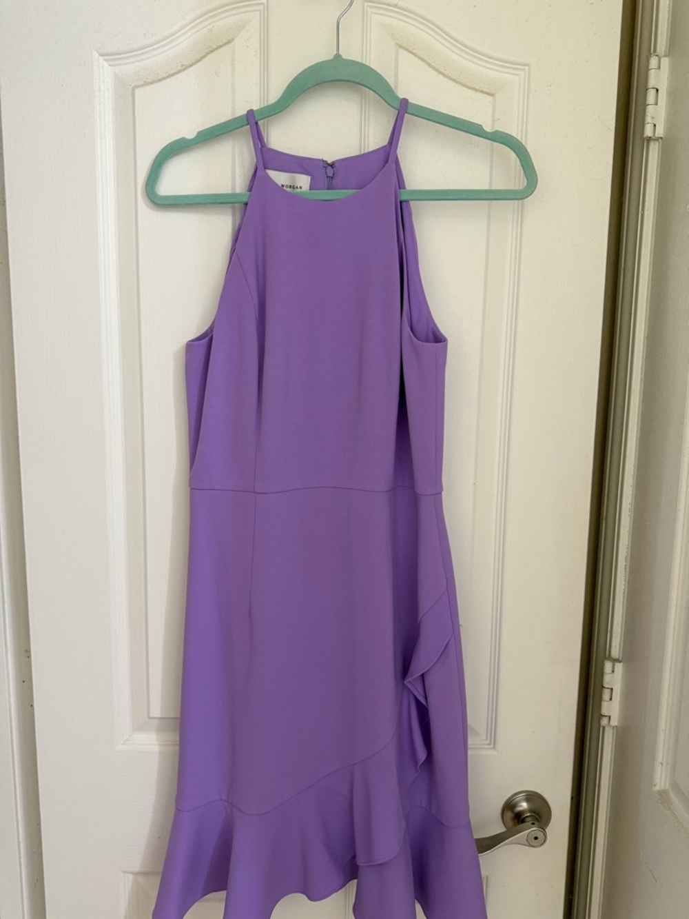 Lavender Halter Ruffle Midi Dress